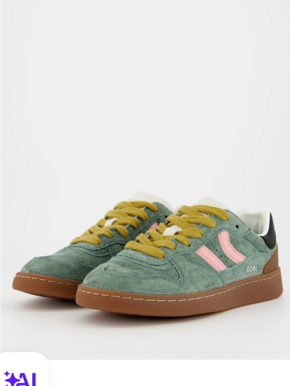 8 women’s New Coolway Suede everyday Sneakers Sage Green with Pink Stripes
